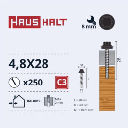 SAVISR 4.8X28 MED+EPDM RAL8019 (250-8)