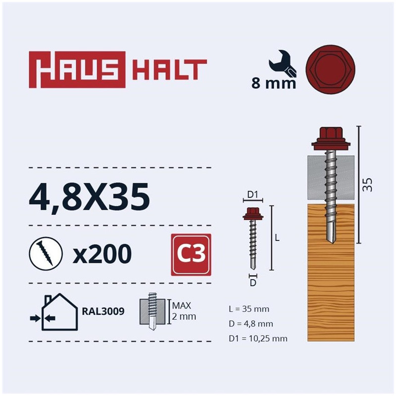 SAVISR 4.8X35 MED+EPDM RAL3009 (200-12)