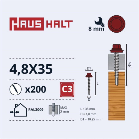 SAVISR 4.8X35 MED+EPDM RAL3009 (200-12)