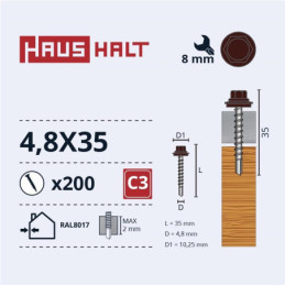 SAVISR 4.8X35 MED+EPDM RAL8017 (200-12)