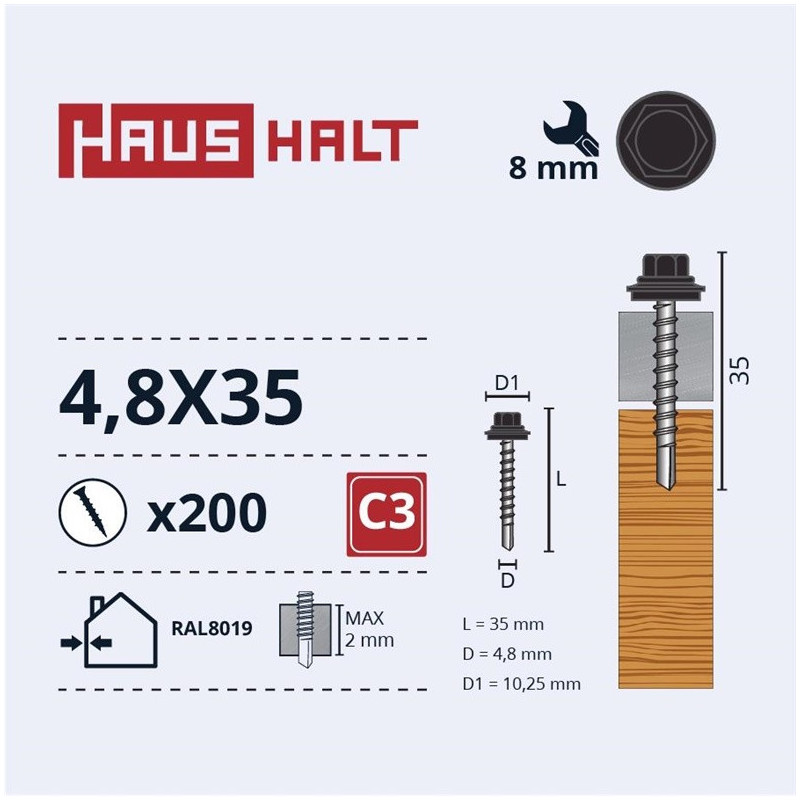 SAVISR 4.8X35 MED+EPDM RAL8019 (200-12)