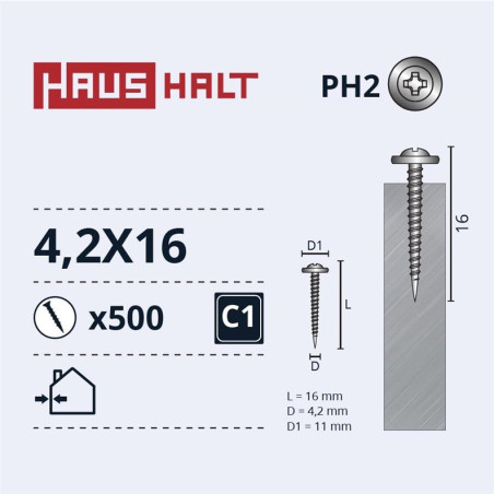 Savisriegiai Haushalt, DIN 14566, 4,2 x 16 mm, 500 vnt.