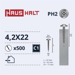 Savisriegiai Haushalt, DIN 14566, 4,2 x 22 mm, 500 vnt.