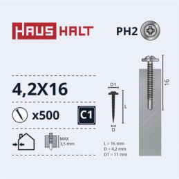 Savisriegiai Haushalt, DIN 14566, 4.2 x 16 mm, 500 vnt.