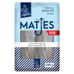 Atlantinių silkės filė aliejuje ZIGMAS, MATES, 240 g