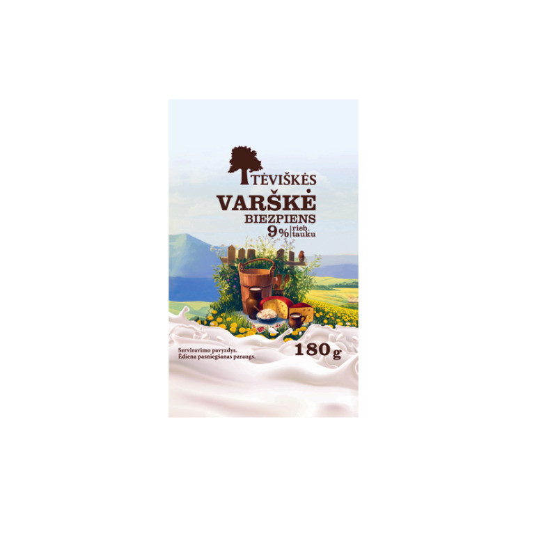 Varškė TĖVIŠKĖS, 9% rieb., 180 g