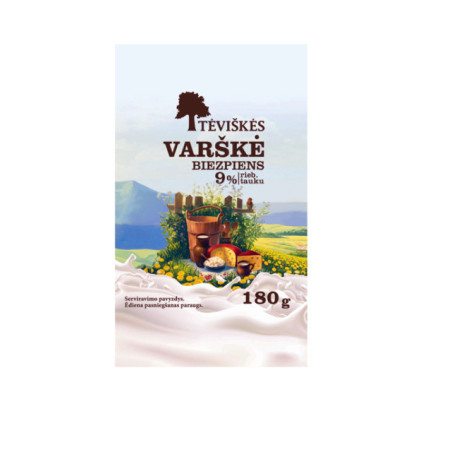 Varškė TĖVIŠKĖS, 9% rieb., 180 g