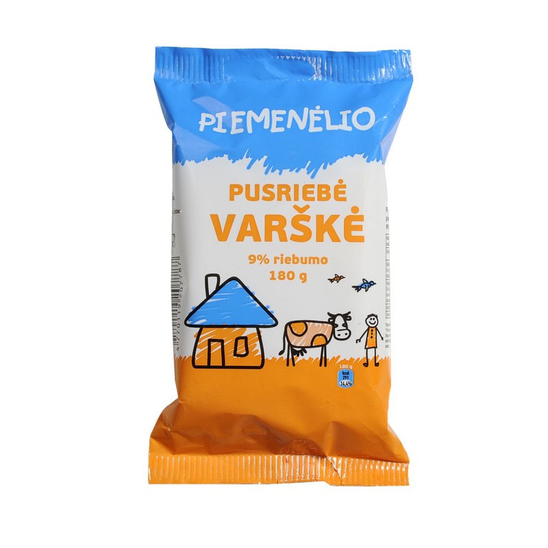 Varškė PIEMENĖLIO, 9% riebumo, 180 g