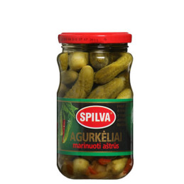 Marinuoti aštrūs agurkėliai SPILVA, 330 g