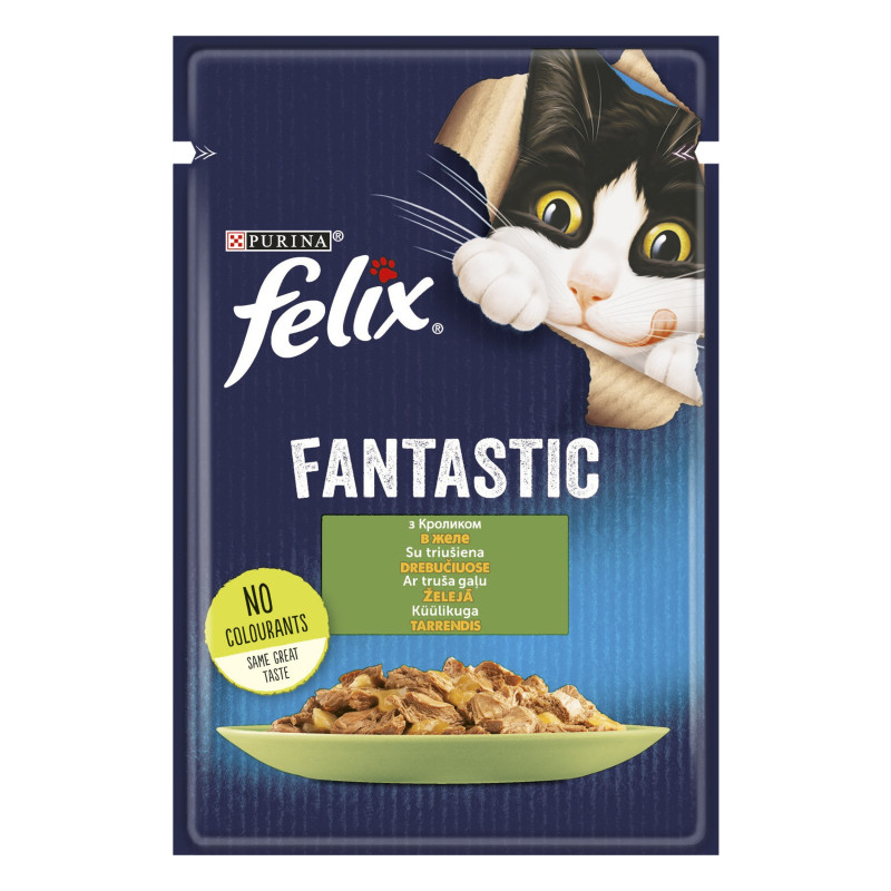 Konservuotas kačių ėdalas FELIX FANTASTIC su triušiena, 85 g