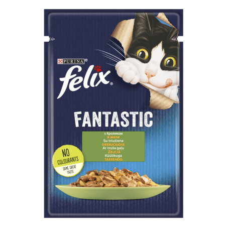Konservuotas kačių ėdalas FELIX FANTASTIC su triušiena, 85 g