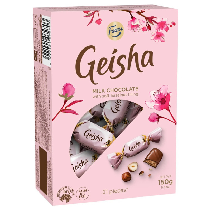 Pien. šok. saldainiai GEISHA su lazdyno riešutų įd., 150 g