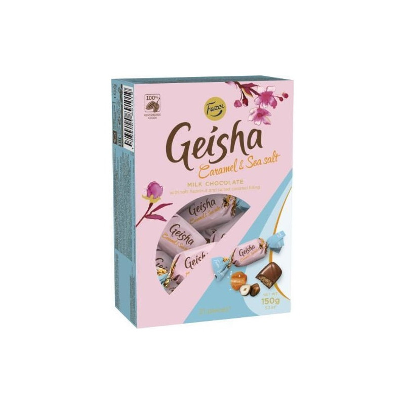 Pieninio šokolado saldainiai GEISHA Caramel Seasalt, 150 g