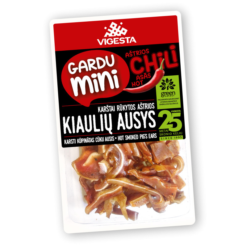 Karštai rūkyti kiaulių ausys CHILI, 170 g
