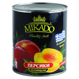 Konservuotos persikų puselės MIKADO luptos, 825g