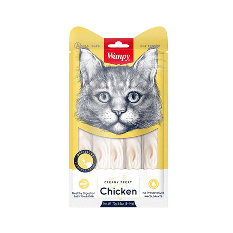 Wanpy Creamy treats skanėstas katėms, su vištiena, 70 g (5x14g)