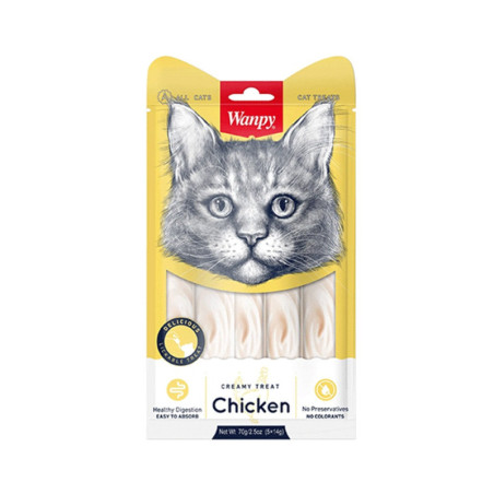 Wanpy Creamy treats skanėstas katėms, su vištiena, 70 g (5x14g)