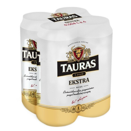 Alus TAURAS EKSTRA, 5,2%, skard., 4 x 568 ml