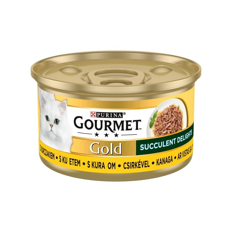 Konservuotas kačių ėdalas su vištiena GOURMET GOLD, 85 g