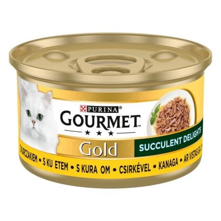 Konservuotas kačių ėdalas su vištiena GOURMET GOLD, 85 g