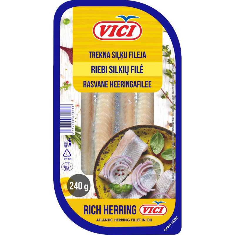 Silkių filė VIČI, riebi, 240 g