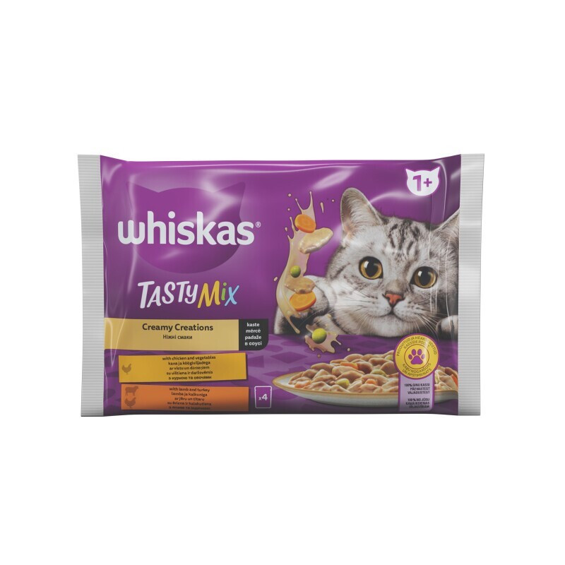 Konservuotas kačių ėdalas WHISKAS mėsos sk., 4x85 g