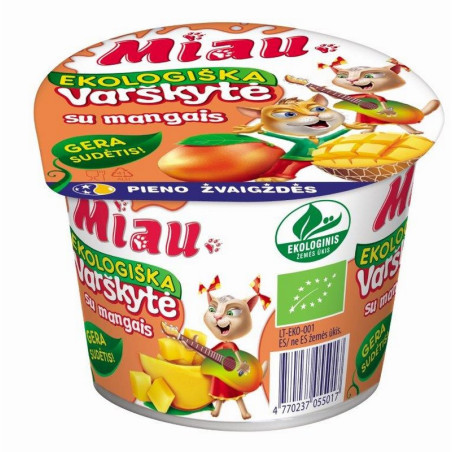 Varškytė MIAU, EKO, 6% rieb. su mangais, 100 g