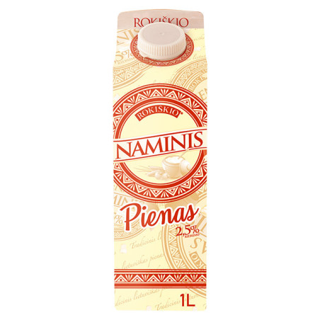 Pienas ROKIŠKIO NAMINIS, 2,5% rieb., 1 l