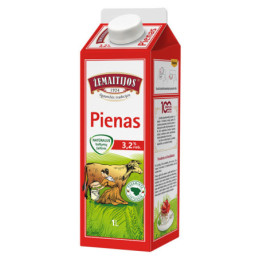 Pienas ŽEMAITIJOS, 3,2% rieb., 1 l