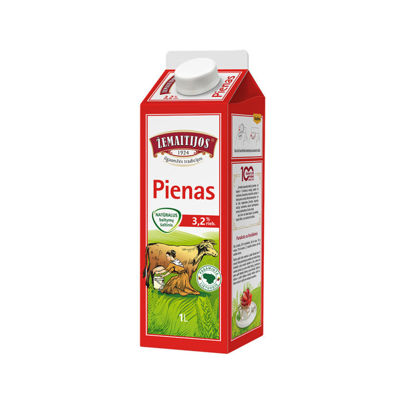 Pienas ŽEMAITIJOS, 3,2% rieb., 1 l