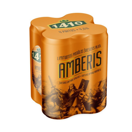 Alus 1410 AMBERIS šviesus, 4,6 %, 4 x 0.568 l