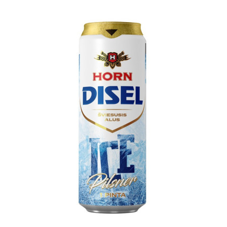 Alus HORN DISEL ICE PILSNER, šviesus, 4,7 %, 0,568 l