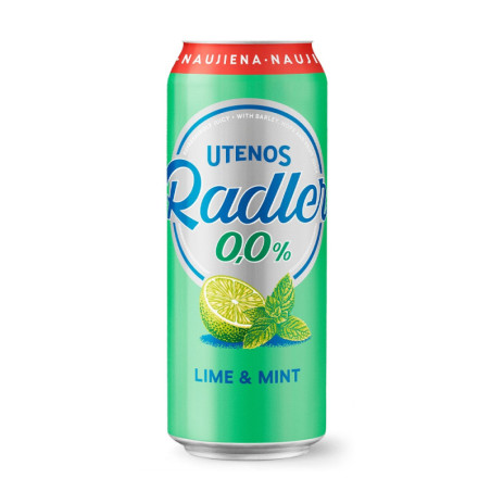 Nealk.alaus kokteilis Utenos Radler Lime Mint 0.0% sk. 0,5L