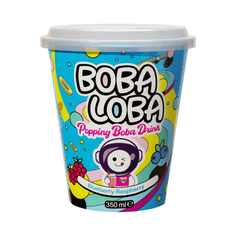 Gėrimas BOBA LOBA, BUBBLE TEA, mėlynių, aviečių sk., 350 ml