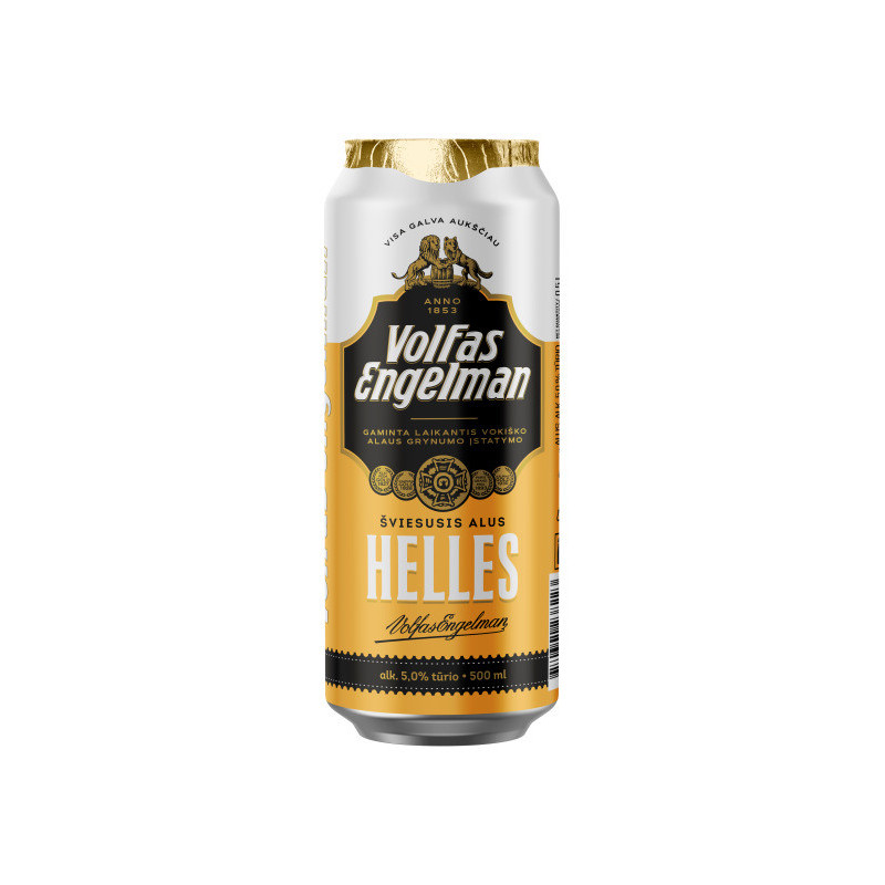 Alus VOLFAS ENGELMAN HELLES, šviesus, 5%, 500 ml