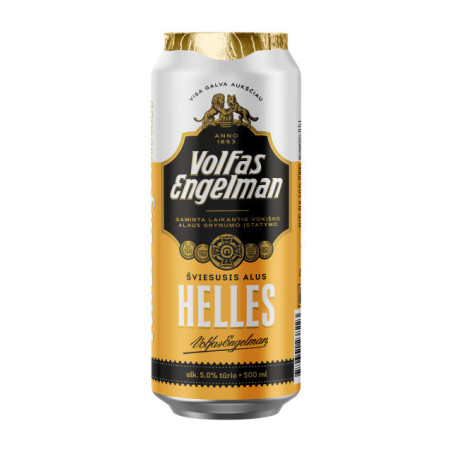 Alus VOLFAS ENGELMAN HELLES, šviesus, 5%, 500 ml