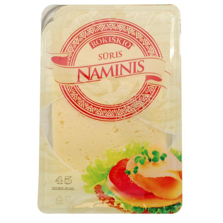 Fermentinis sūris ROKIŠKIO NAMINIS, 45% rieb.,riek., 150 g