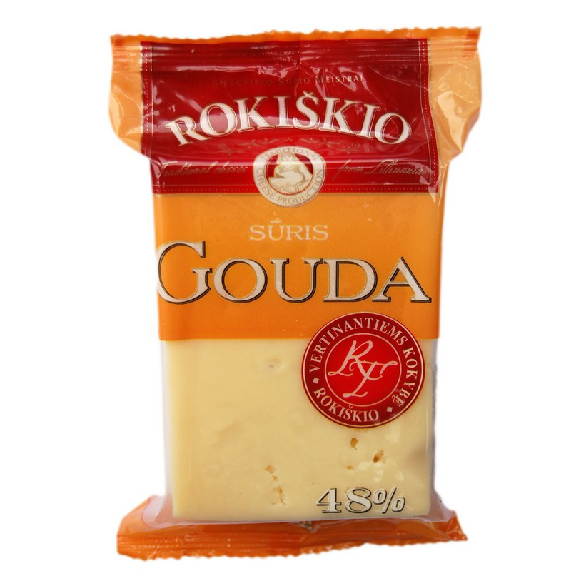 Sūris ROKIŠKIO GOUDA, be laktozės, 48% rieb., 200 g