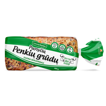 Penkių grūdų sumuštinių duona, skrudinimui, 450 g