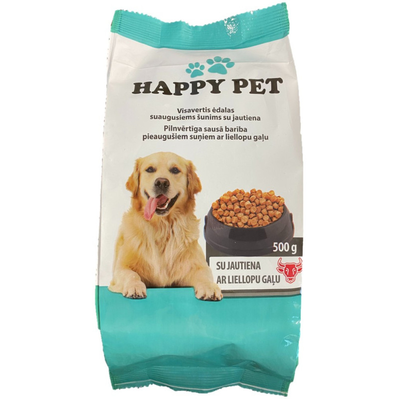 Sausas šunų ėdalas HAPPY PET, 0.5 kg