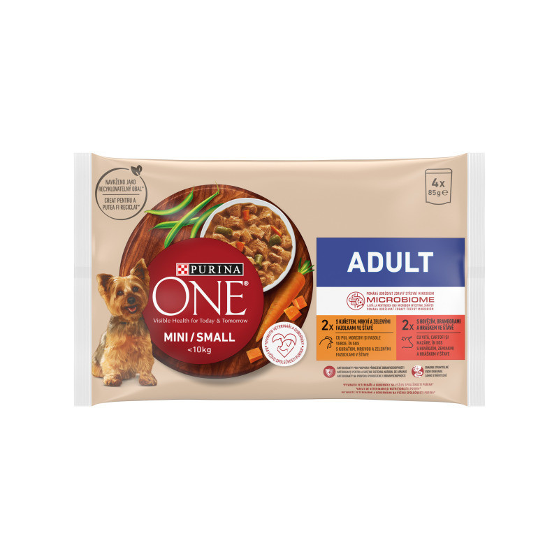 Konserv. šunų ėdalas vištienos sk. ONE MINI ADULT, 4x85g