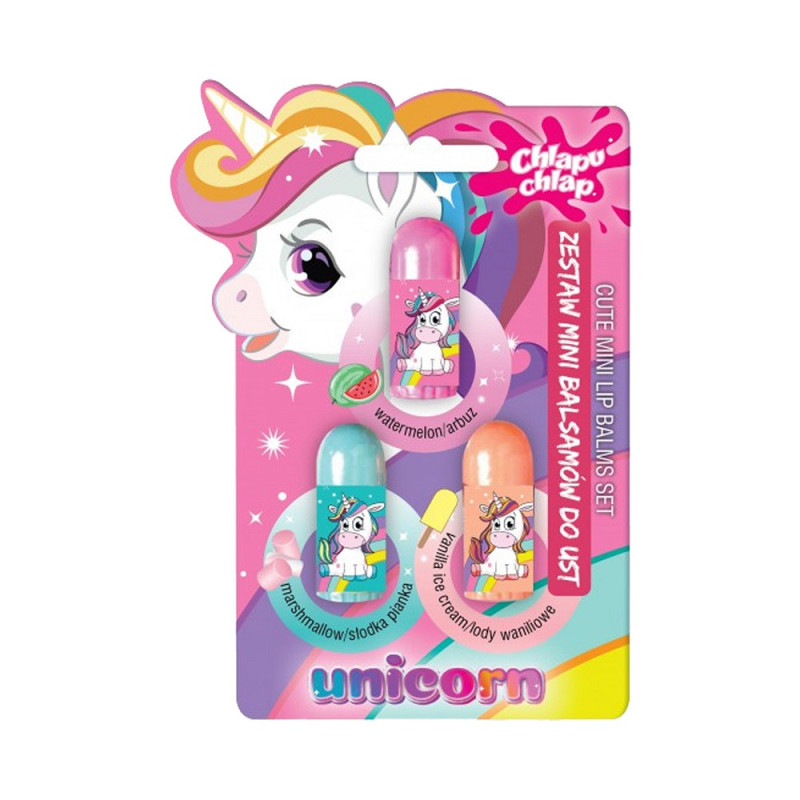Lūpų balzamai CHLAPU CHLAP UNICORN (3 x 1,8 g)
