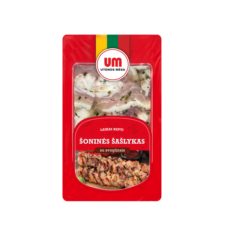 Mar.kiaulienos šoninės šašlykas UTENOS MĖSA, su svogūn.,800 g