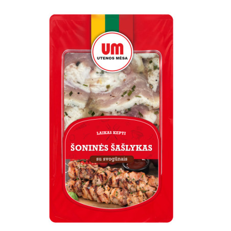 Mar.kiaulienos šoninės šašlykas UTENOS MĖSA, su svogūn.,800 g