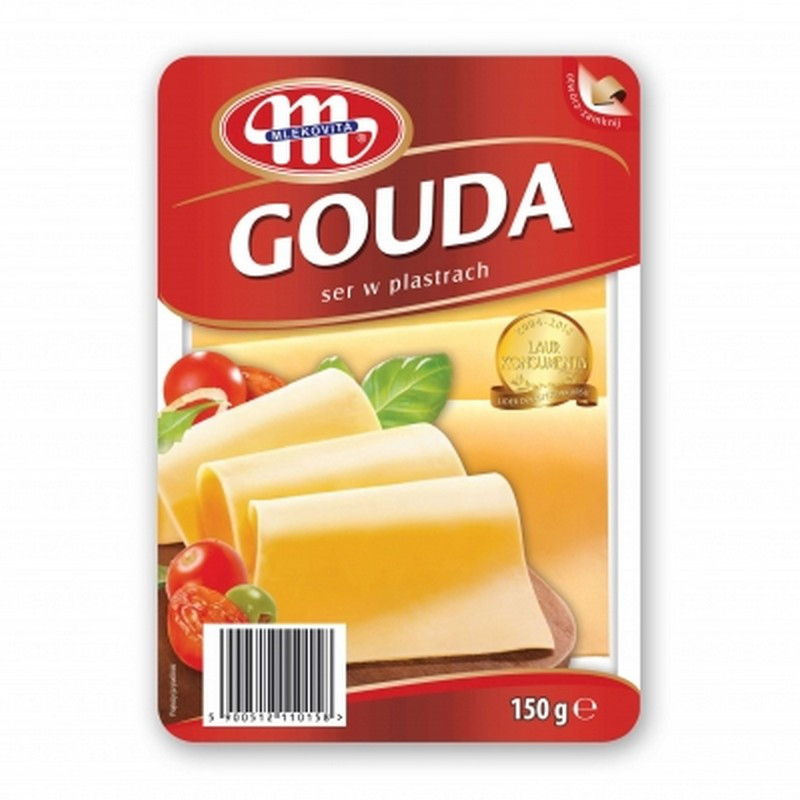 Fermentinis sūris MLEKOVITA, GOUDA, pjaustytas,45% r., 150 g