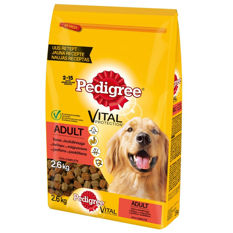 Sausas šunų ėdalas su jaut. ir paukšt. PEDIGREE, 2.6 kg