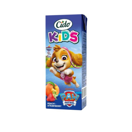 Sulčių gėrimas CIDO KIDS PATROL, persikų,braškių sk., 200 ml