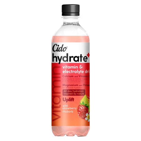 Braškių, rabarbarų sk. funkc. gaiv. gėrimas Cido Hydrate +, 600 ml