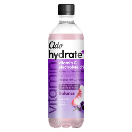 Levandų, balto persiko sk. funkc. gaiv. gėrimas Cido Hydrate +, 600 ml