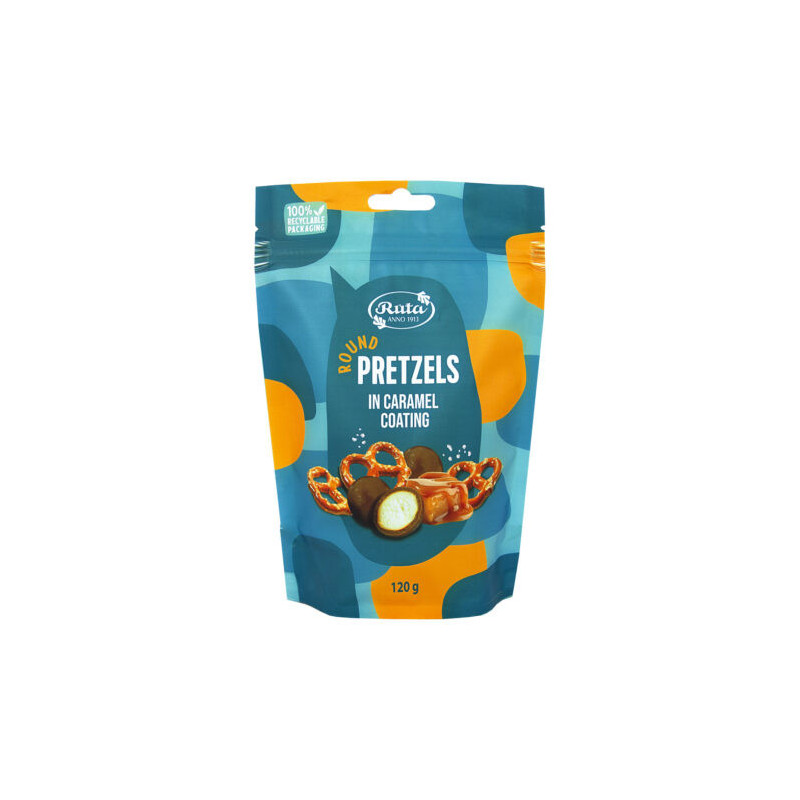 Rutuliukai "Pretzels" su karameliniu glaistu, 120 gr